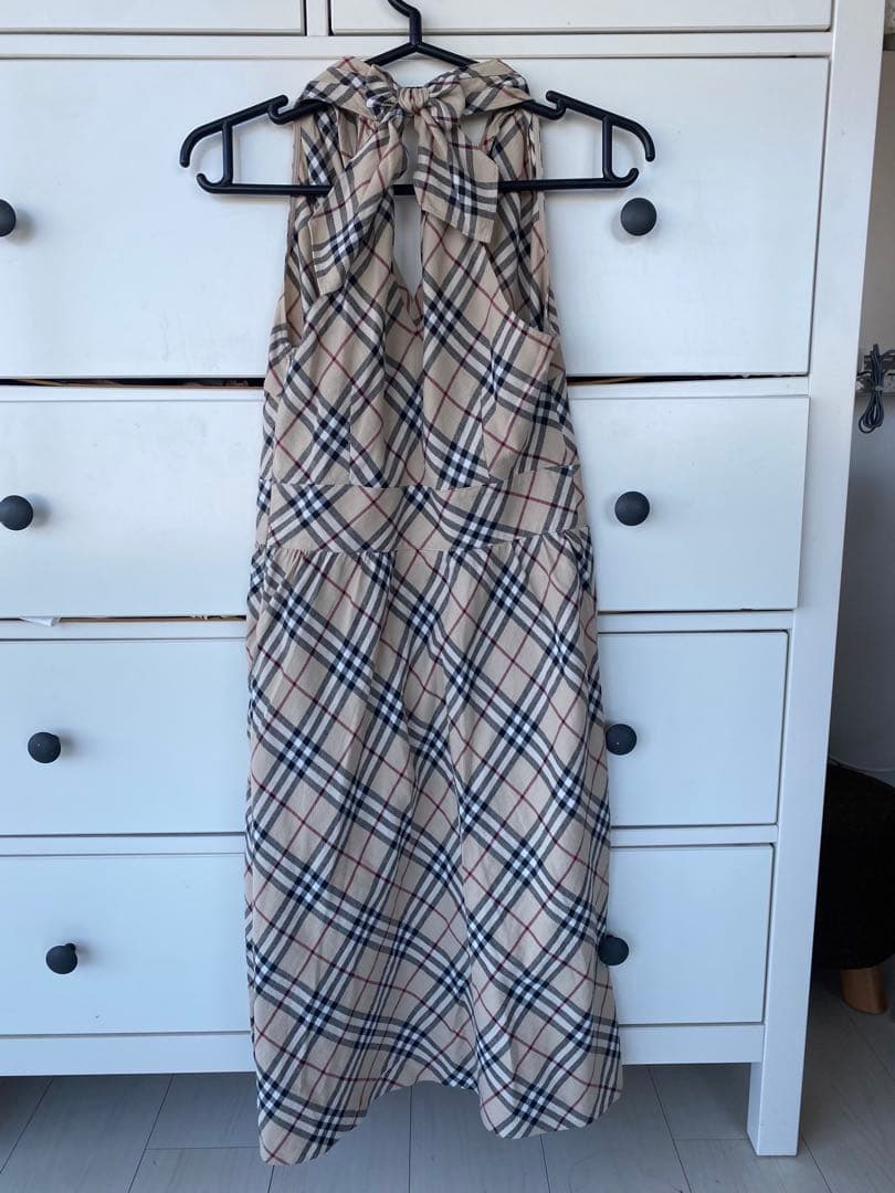 バーバリーブルーレーベル 定番ノバチェック ホルターワンピース38