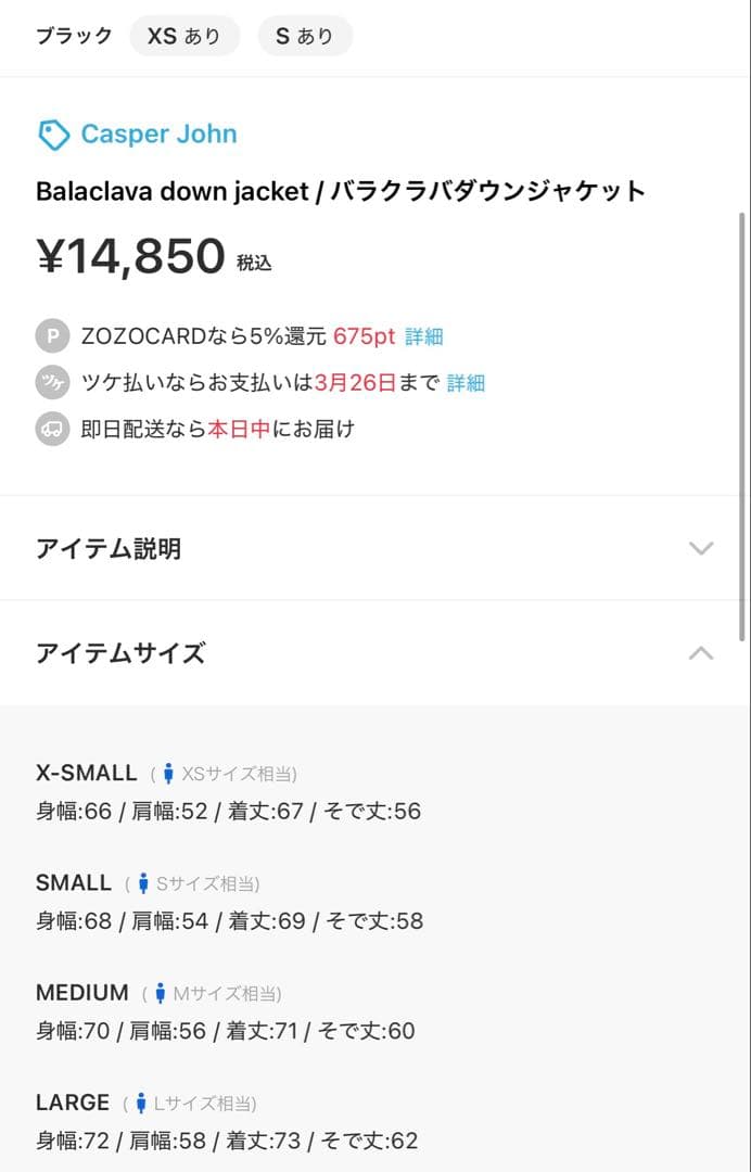 casper John ダウンジャケット Lサイズ