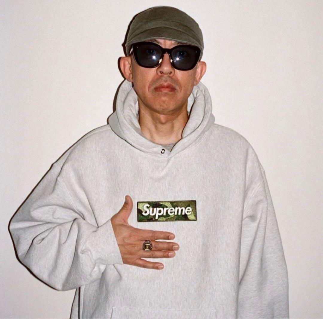 Supreme box logo hooded XL 2023 カモ　グレー