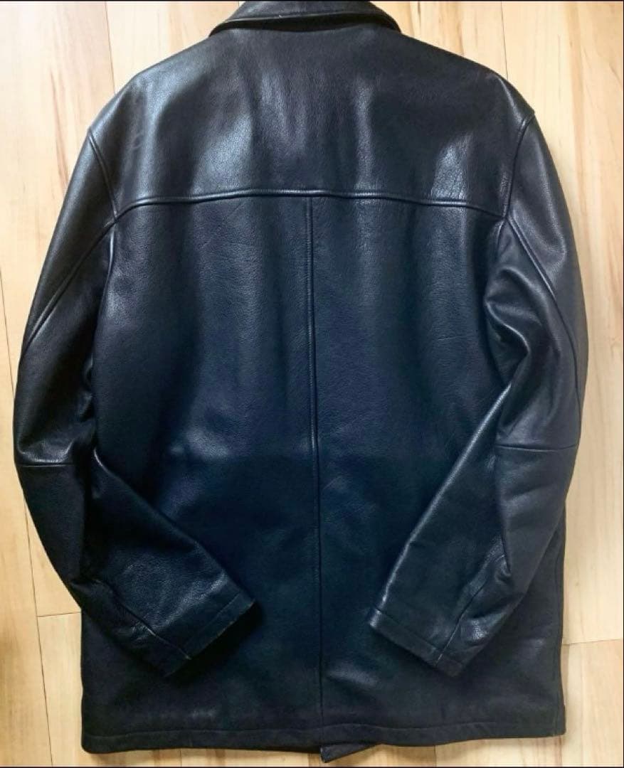 90s  カーコート レザーコート ジャケットブラック古着