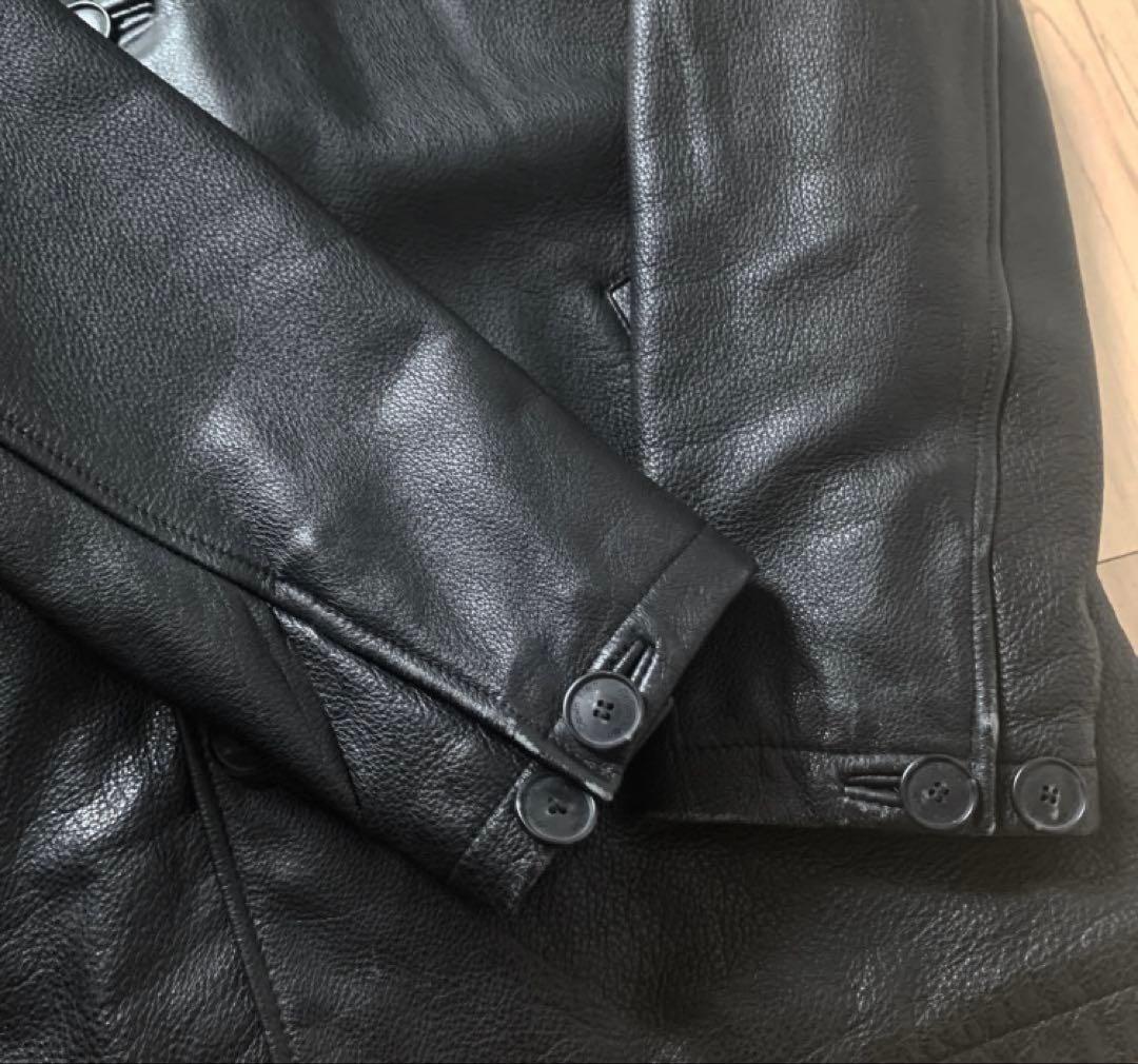 90s  カーコート レザーコート ジャケットブラック古着