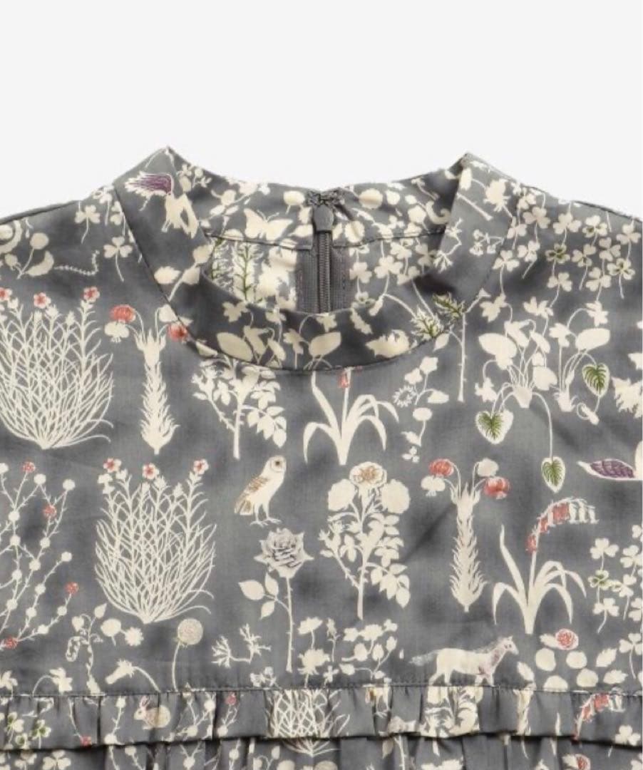 値下げNIMES リバティプリントフリル切替ブラウス　 ゆったりサイズ