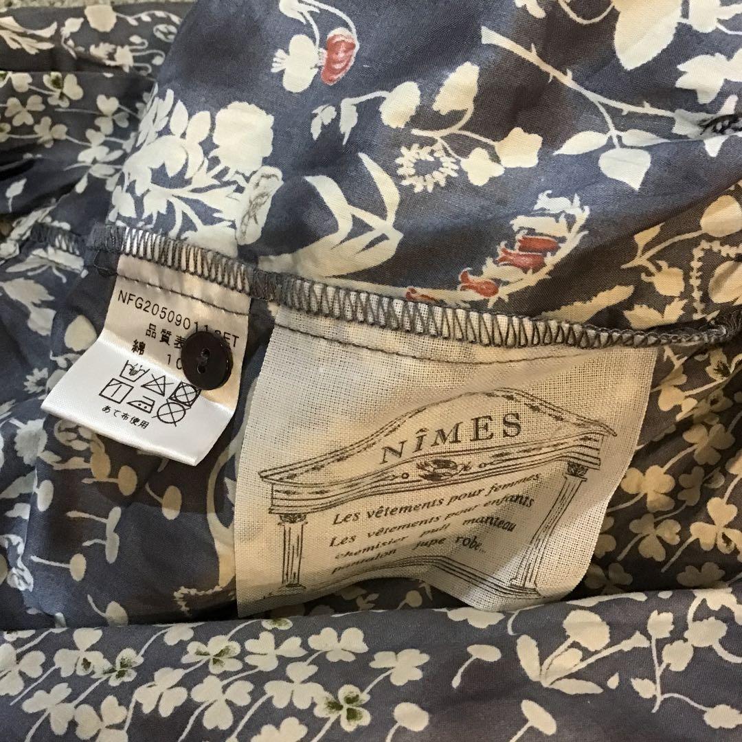 値下げNIMES リバティプリントフリル切替ブラウス　 ゆったりサイズ