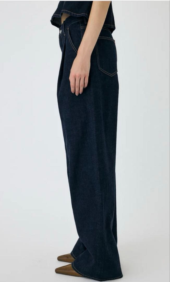 MOUSSY TUCK WIDE ストレートデニム one wash