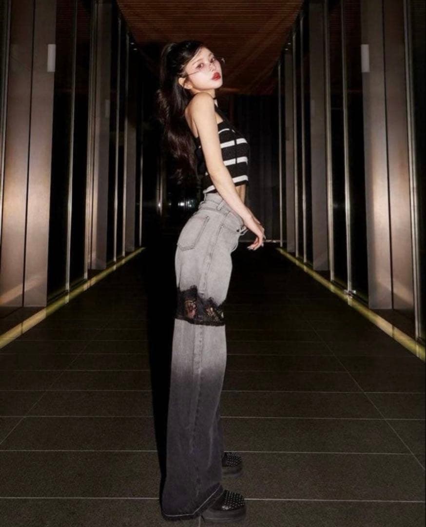 スカラップレースデニムロングパンツ【いいね15で削除】