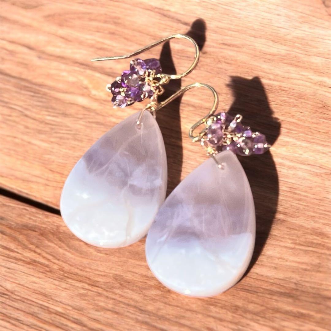 kayaです　特価　パープルアゲートのピアス