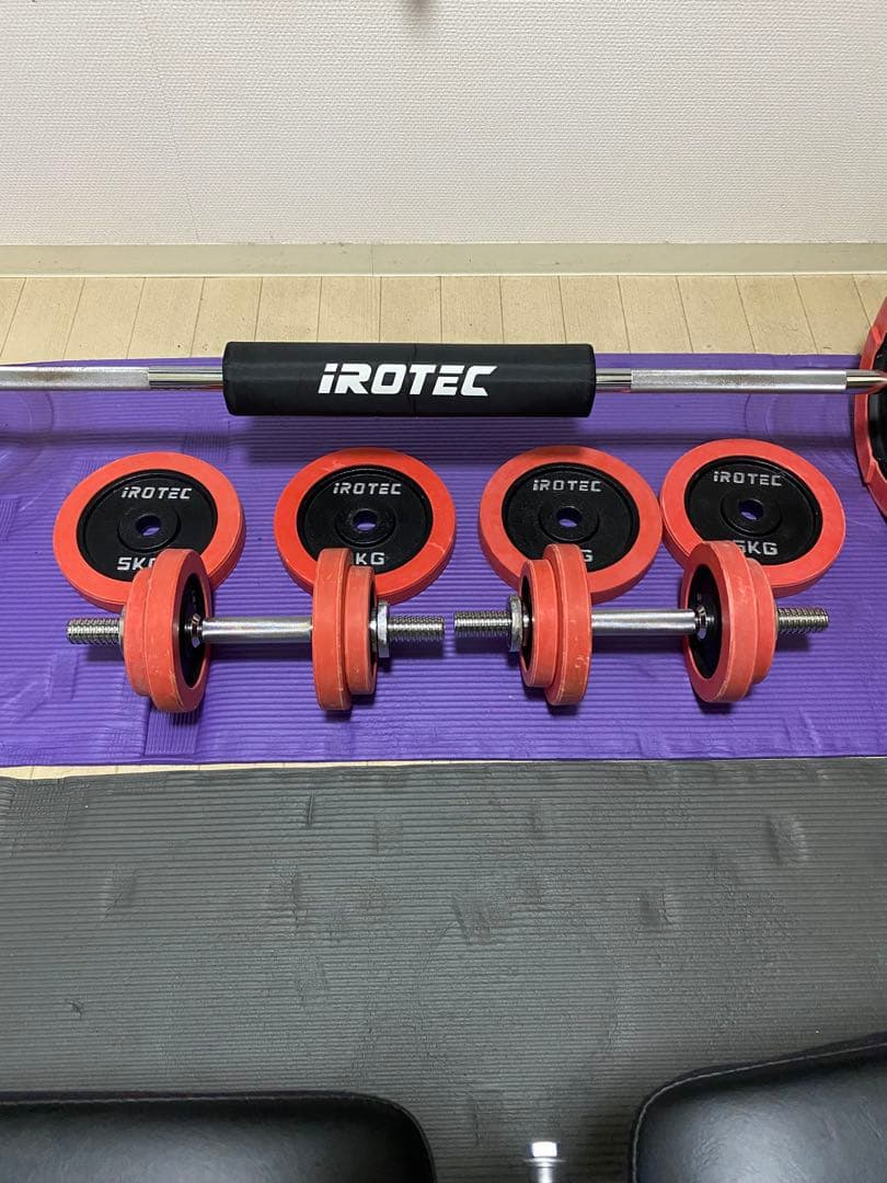 SroyIROTEC トレーニングベンチ バーベルダンベル70kgセット