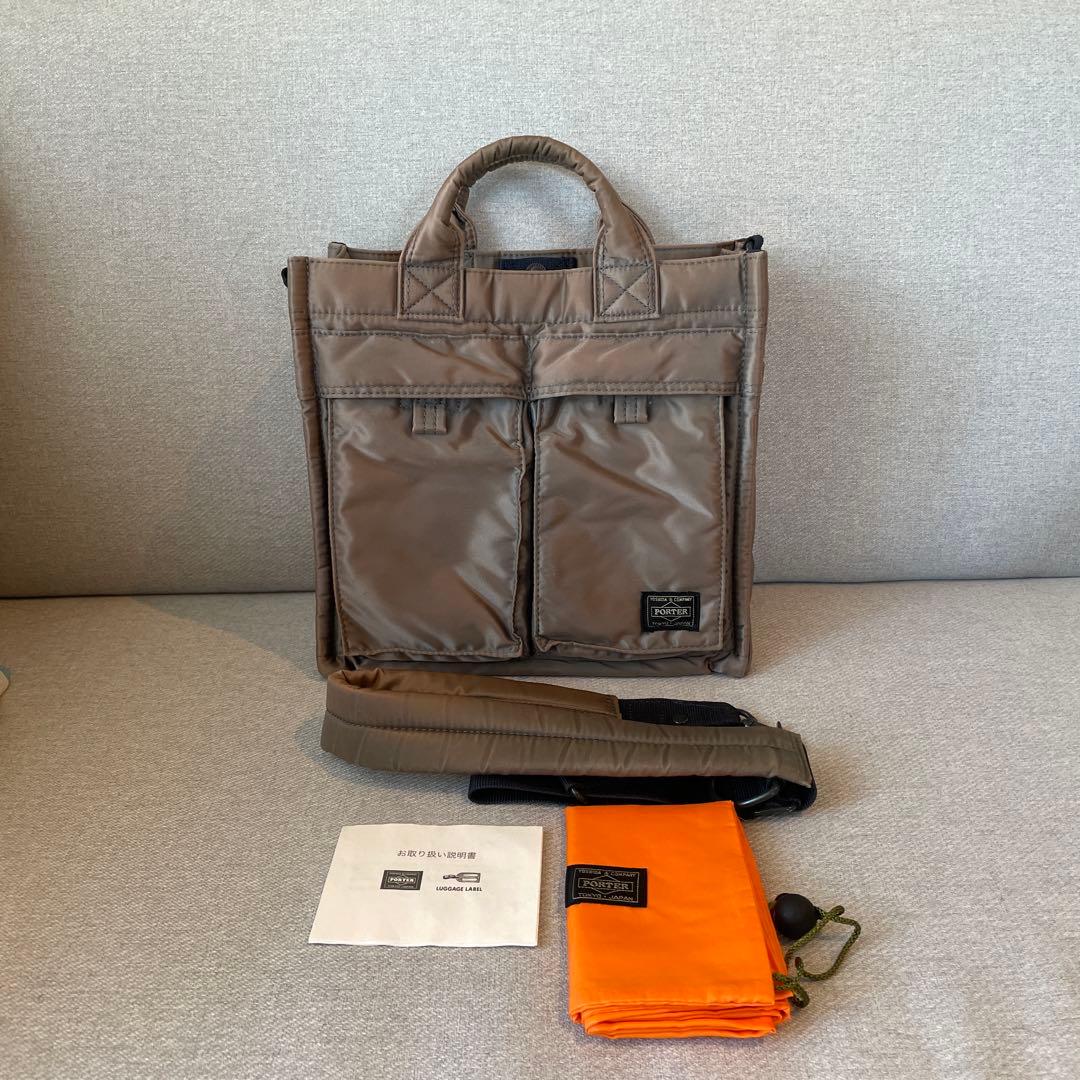 【美品】PORTER TANKER VERTICAL TOTE グレー系 PX
