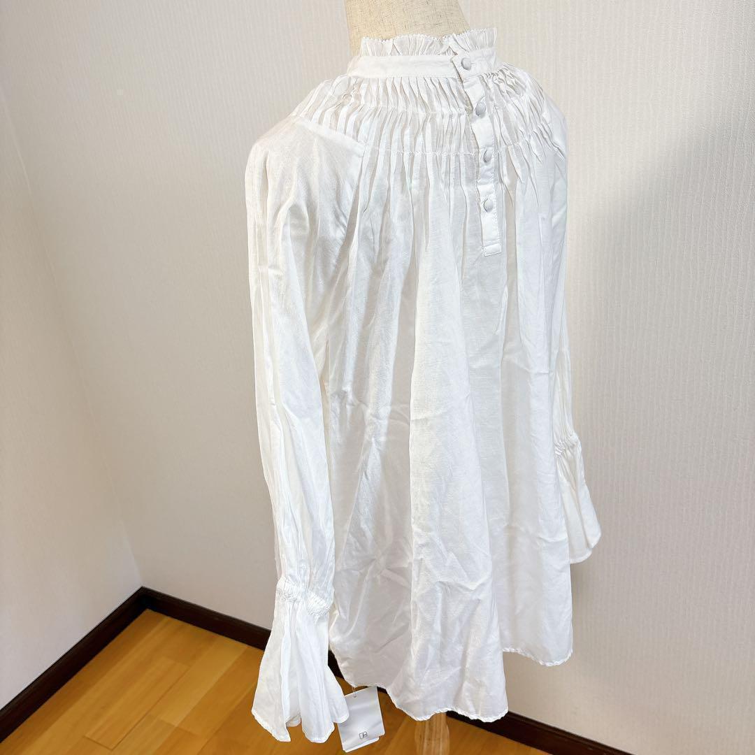 【未使用・タグ付】 スピックアンドスパン コットンボイルタックフリルブラウス