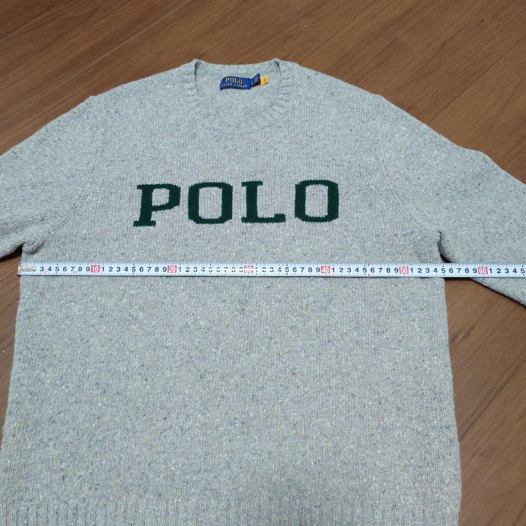 ​極美品ポロラルフローレン POLOロゴ ニット セーター グレー L 現行タグ