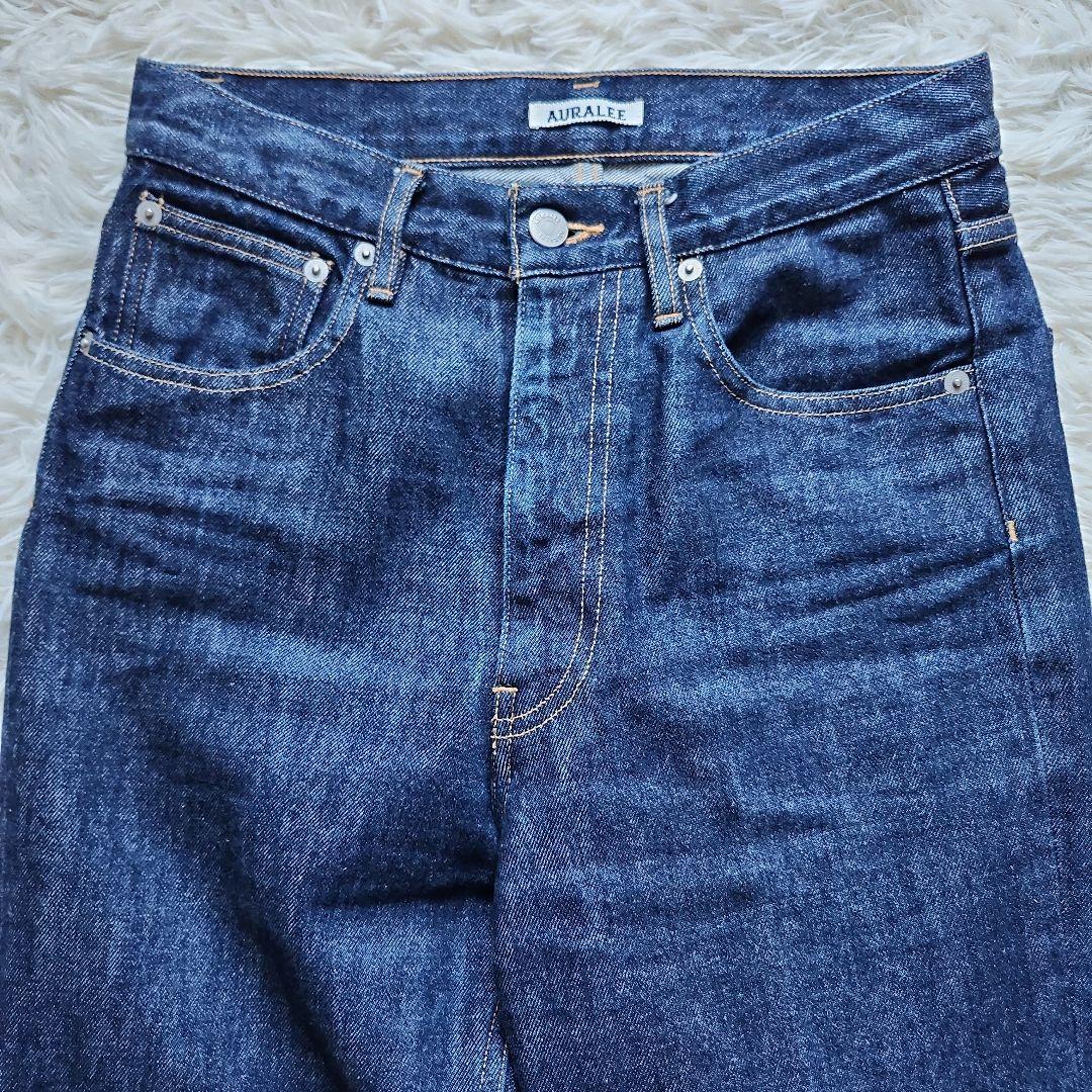 【美品】オーラリー HARD TWIST DENIM 5P PANTS　濃紺