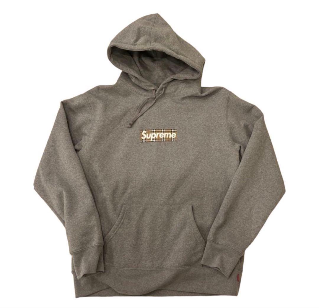 【緊急セール】supreme BURBERRYパーカー M グレー シュプリーム