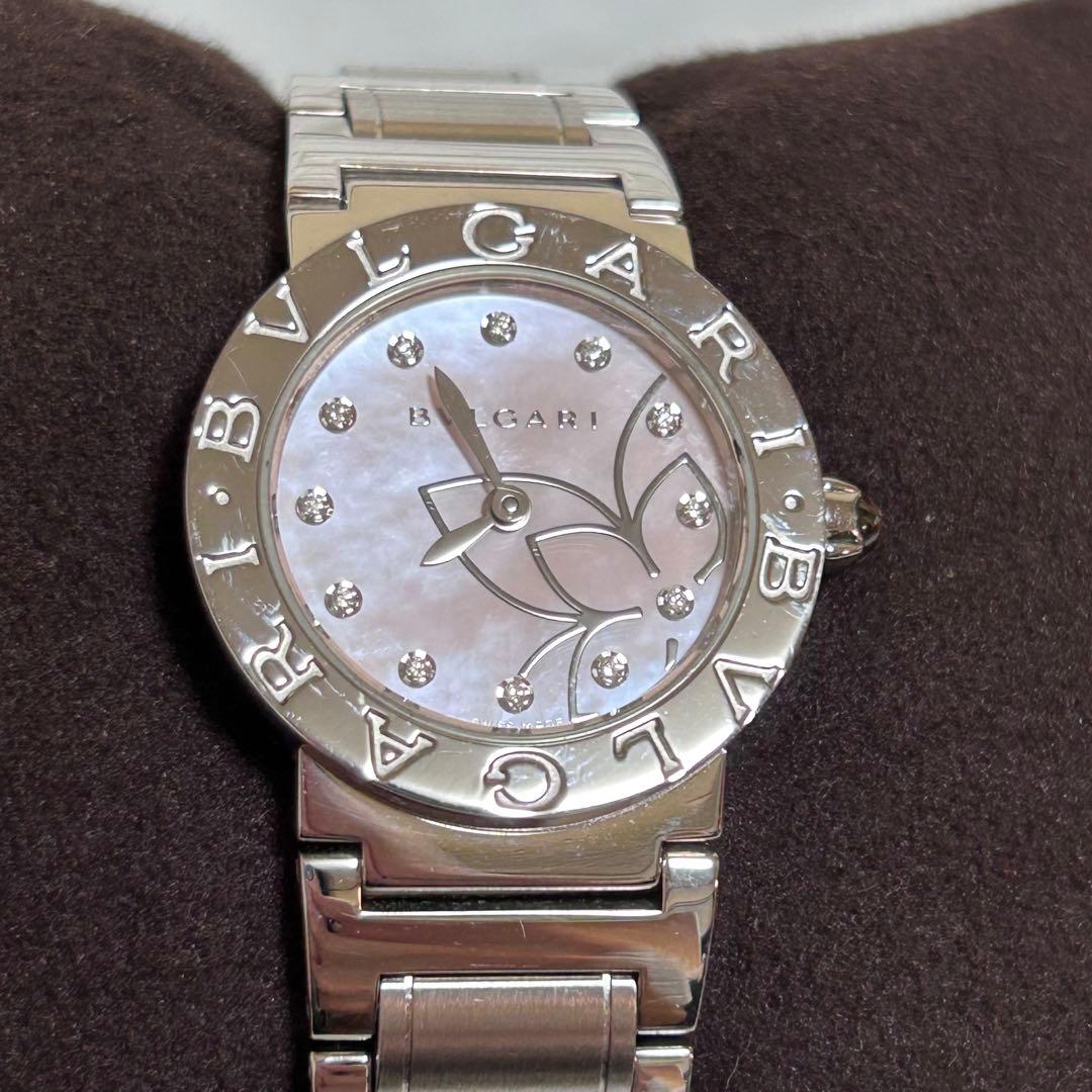 【美品】BVLGARIブルガリ　ピンクシェルレディース腕時計