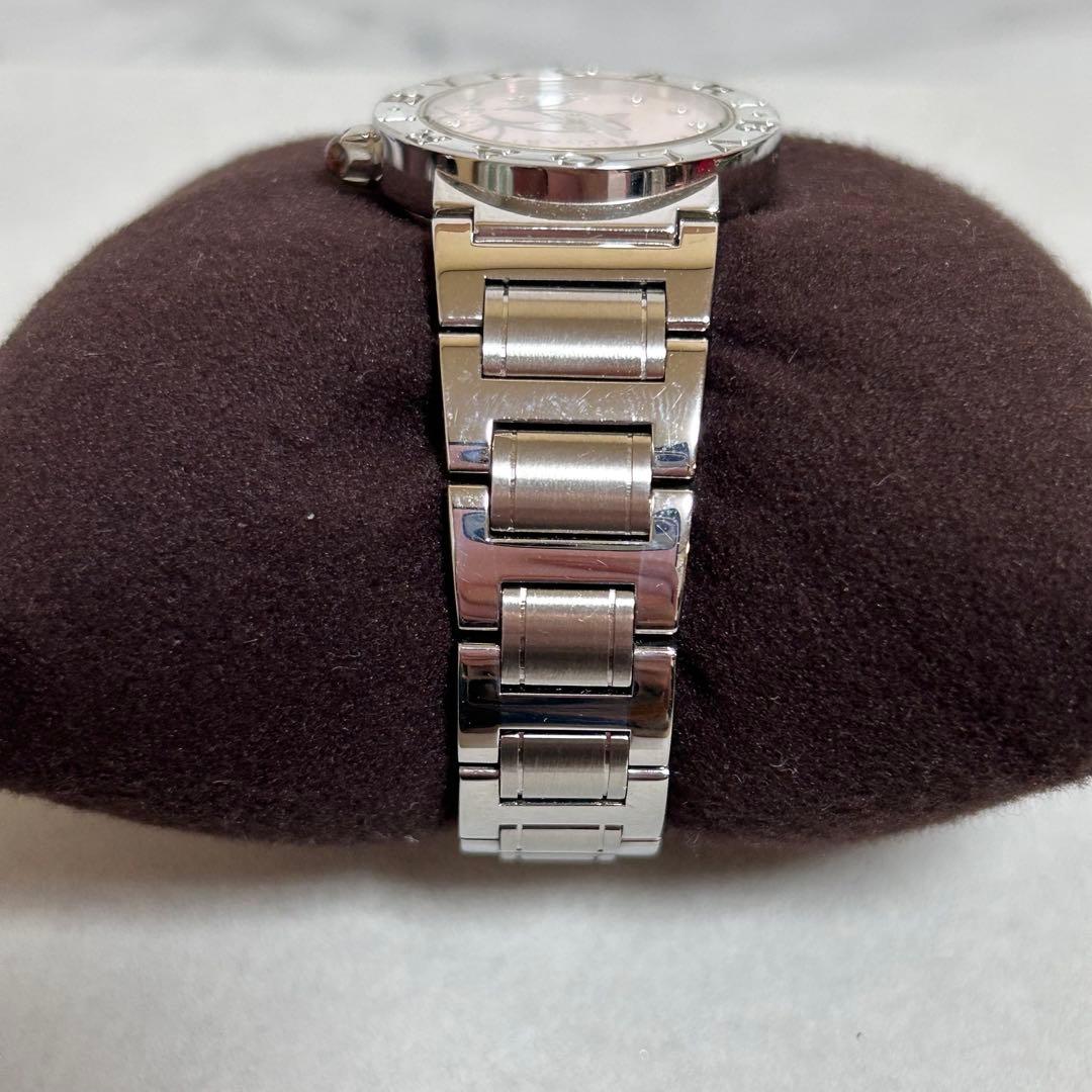 【美品】BVLGARIブルガリ　ピンクシェルレディース腕時計