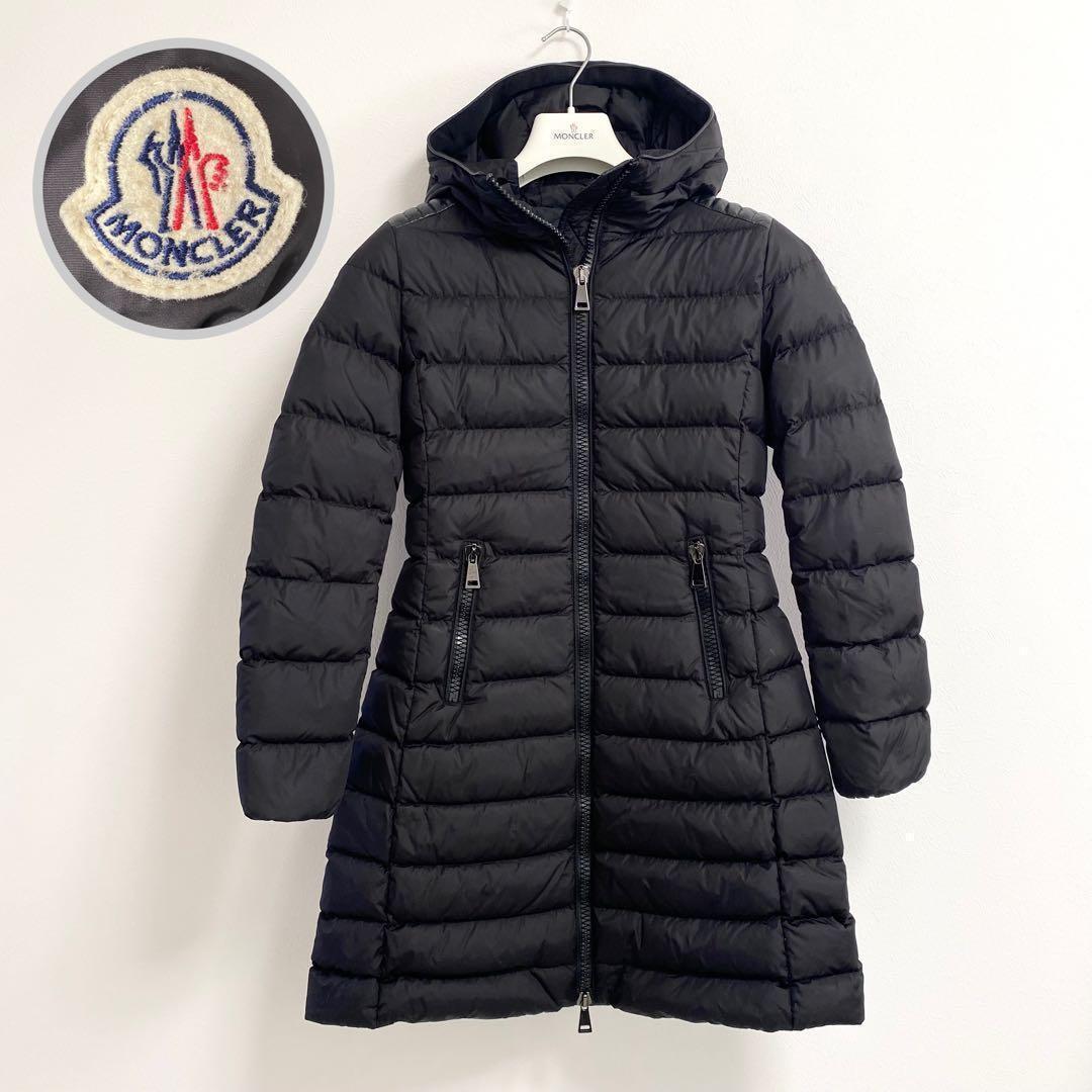 【美品】モンクレール タレブ ダウンコート ブラック ロゴワッペン ロング S
