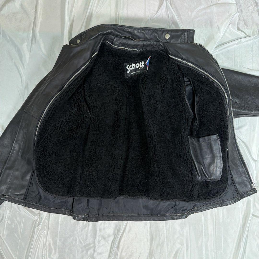 Schott ショット シングルライダースジャケット ボアライナー付き36
