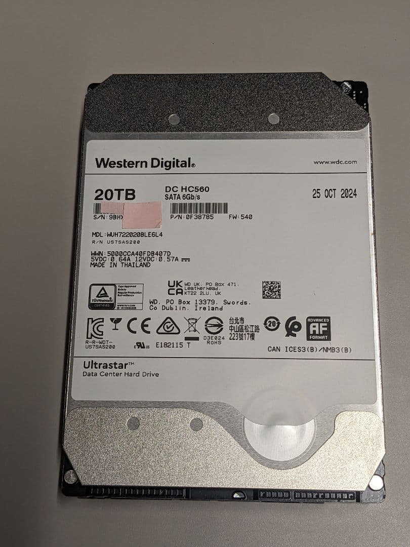 外付けハードディスク・ドライブ WD WUH722020BLE6L4 HDD 20TB
