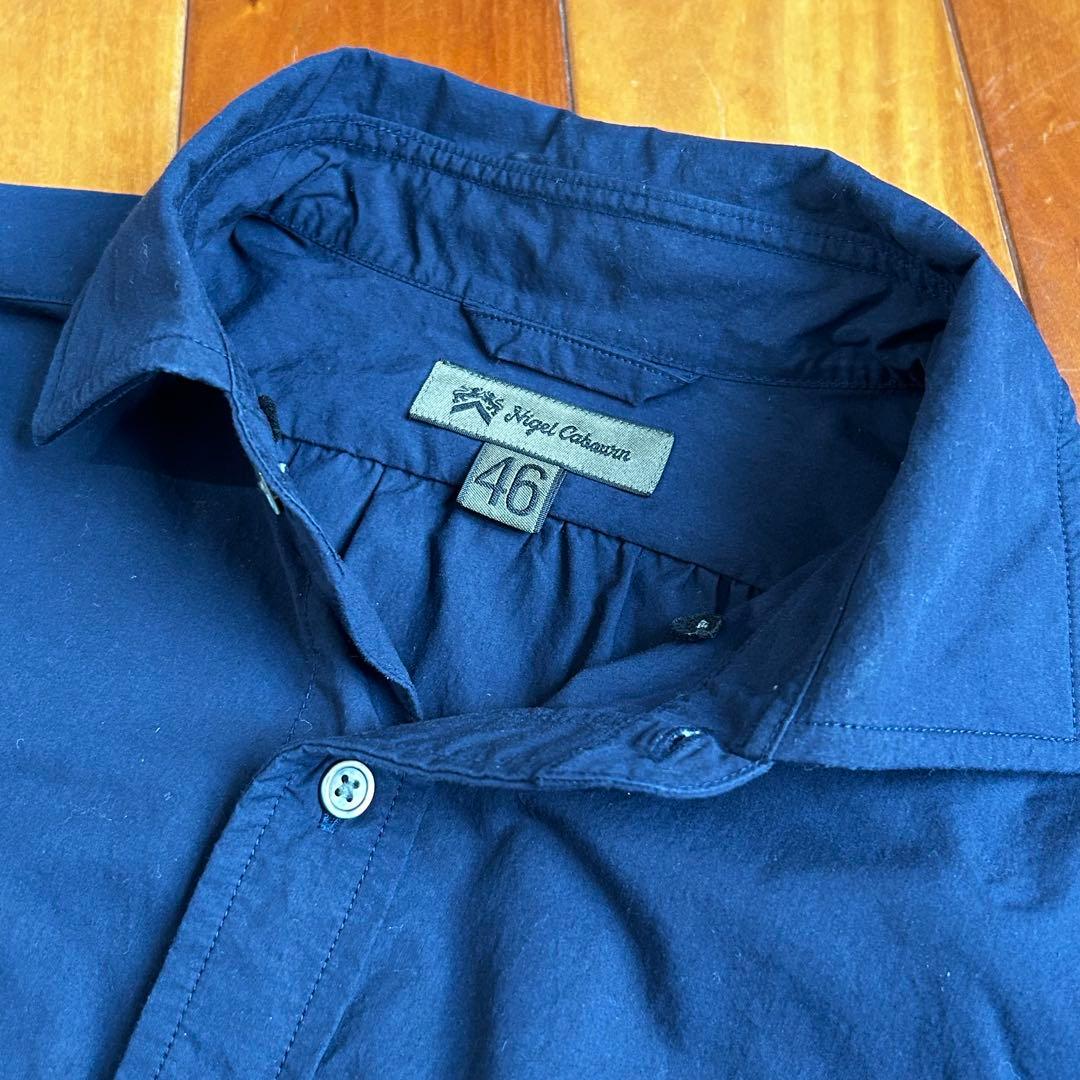 ナイジェル・ケーボン ブリティッシュオフィサーズシャツ ネイビー 46