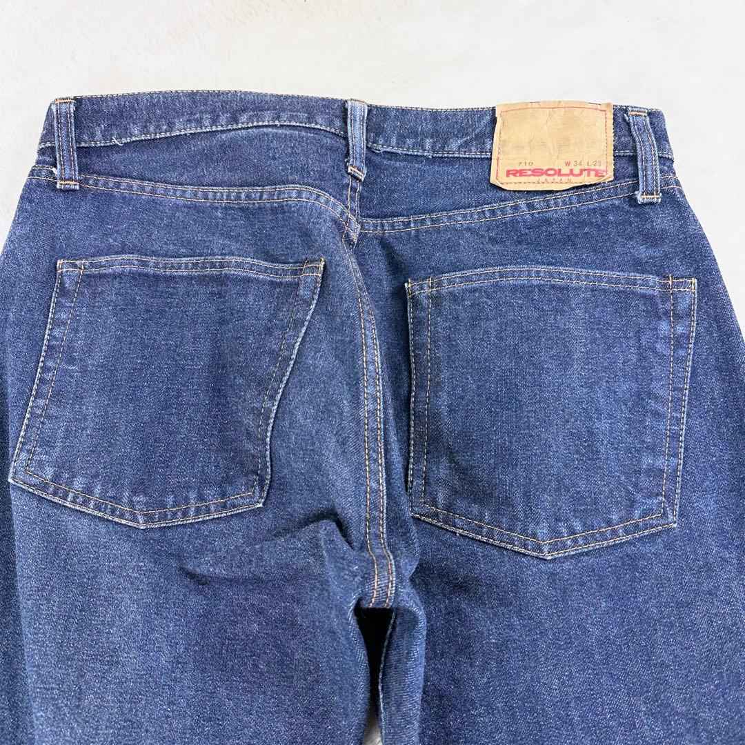 美品 リゾルト 710 デニム ジーンズ W34 大きいサイズ 濃紺 インディゴ