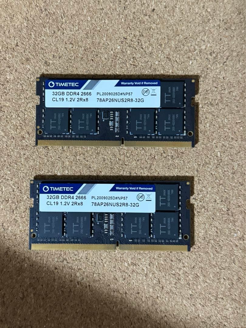 TIMETEC DDR4 2666 SODIMM for Mac 32GB×２枚
