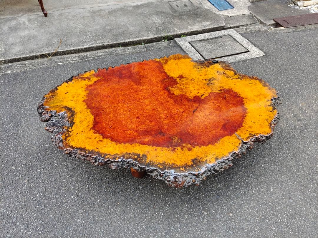 花梨瘤 瘤杢 玉杢 一枚板 総無垢 天然木 座卓 座敷机テーブル 飾り台 盆栽台