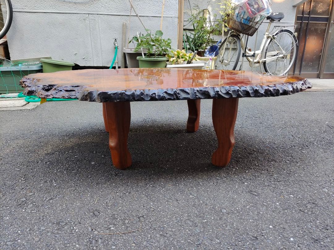 花梨瘤 瘤杢 玉杢 一枚板 総無垢 天然木 座卓 座敷机テーブル 飾り台 盆栽台