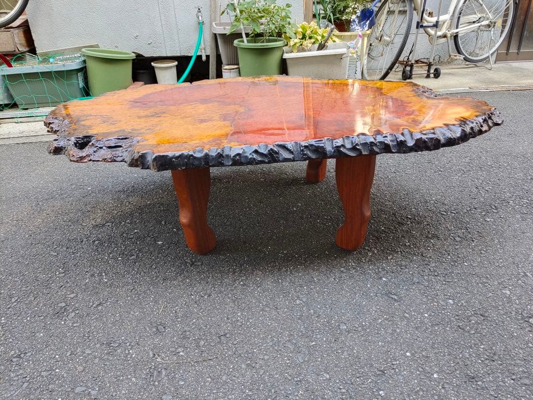 花梨瘤 瘤杢 玉杢 一枚板 総無垢 天然木 座卓 座敷机テーブル 飾り台 盆栽台