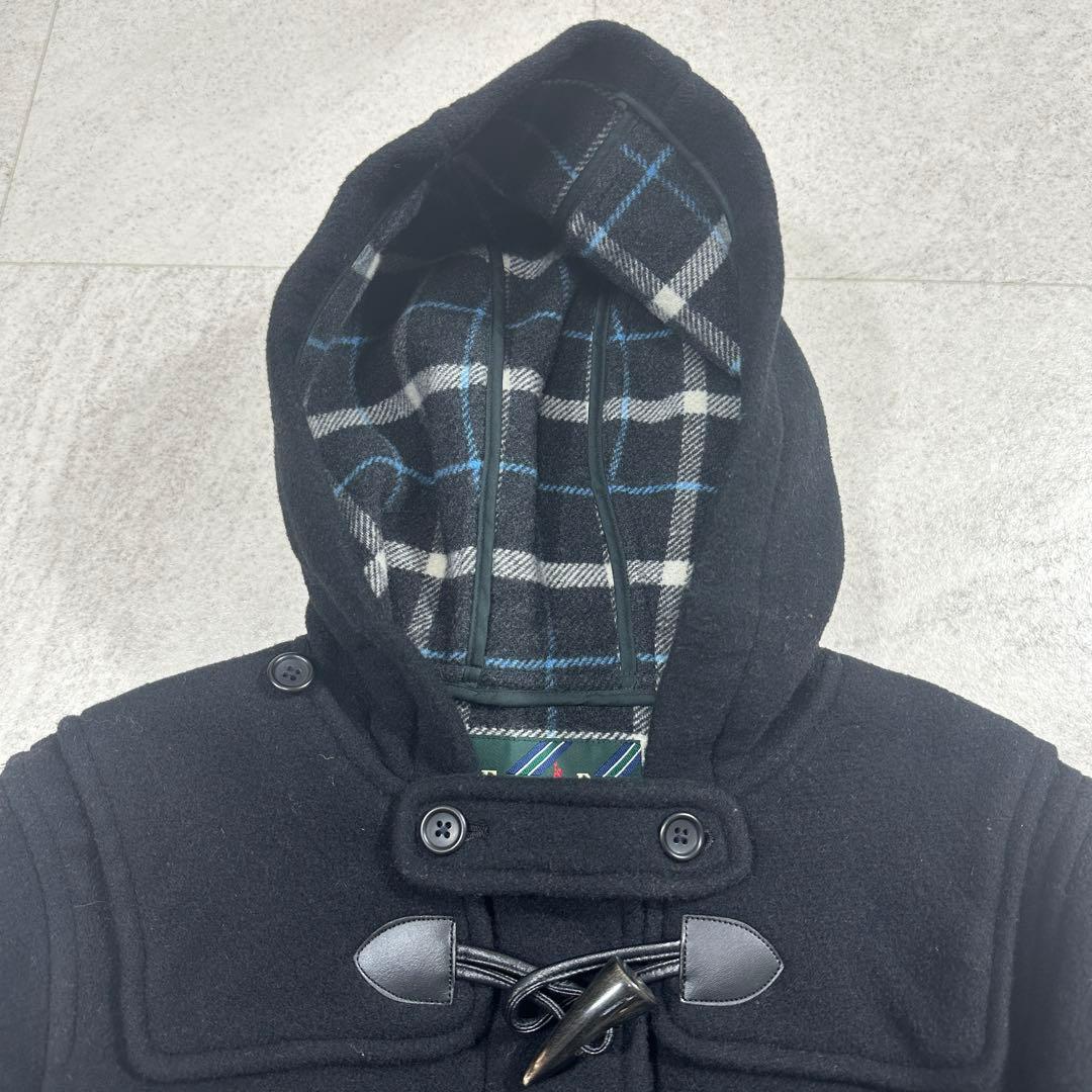 11号【EASTBOY】ダッフルコート 裏地チェック トグル フード 黒