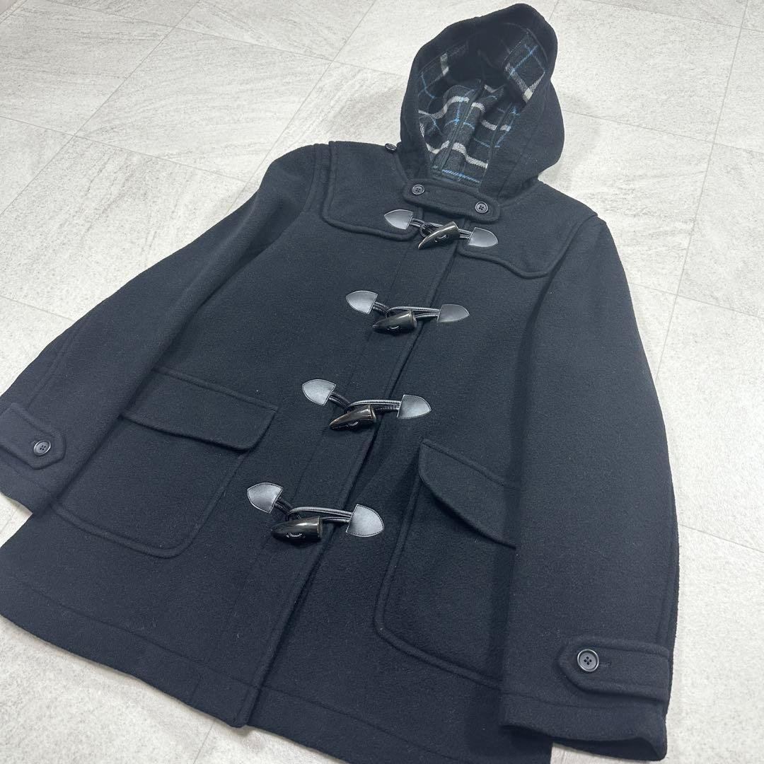 11号【EASTBOY】ダッフルコート 裏地チェック トグル フード 黒