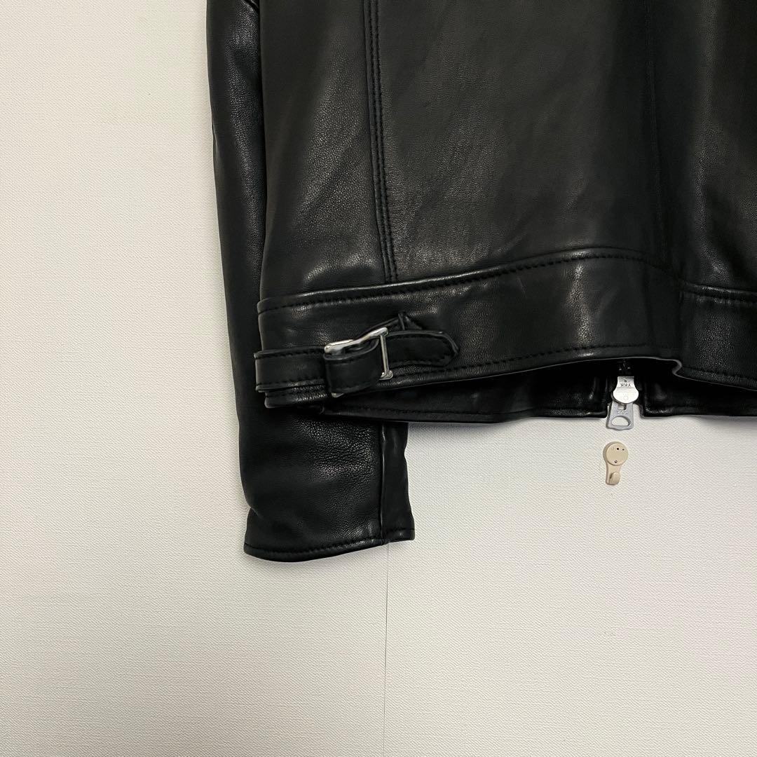 【未使用に近い★希少襟付】ナノユニバースシングルライダース ラムレザージャケット