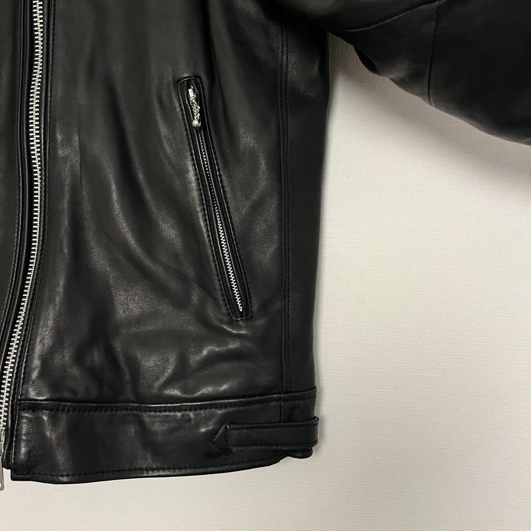 【未使用に近い★希少襟付】ナノユニバースシングルライダース ラムレザージャケット