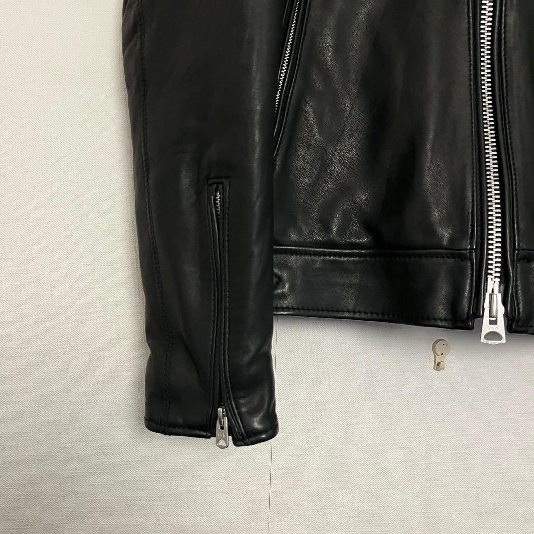 【未使用に近い★希少襟付】ナノユニバースシングルライダース ラムレザージャケット