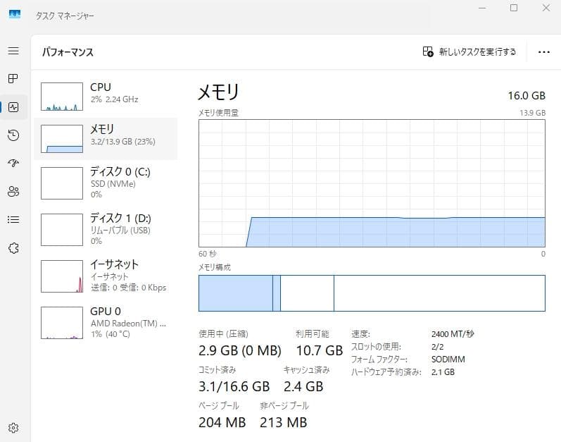 ミニPC Lenovo tiny m75q-1 (Ryzen 5 Pro 2400GE)