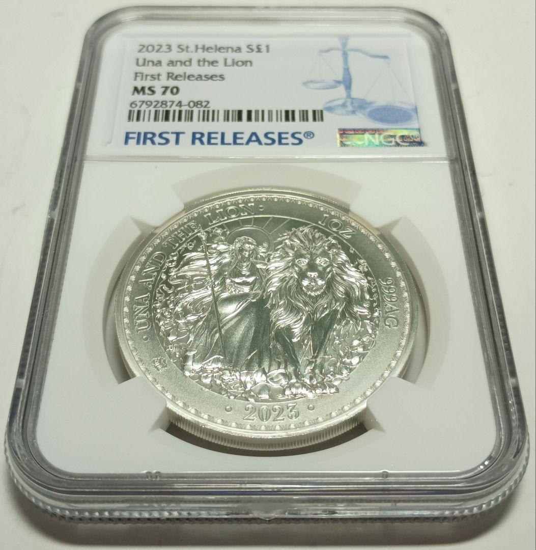 2023 セントヘレナ ウナとライオン 1ポンド銀貨 NGC MS70FR ④