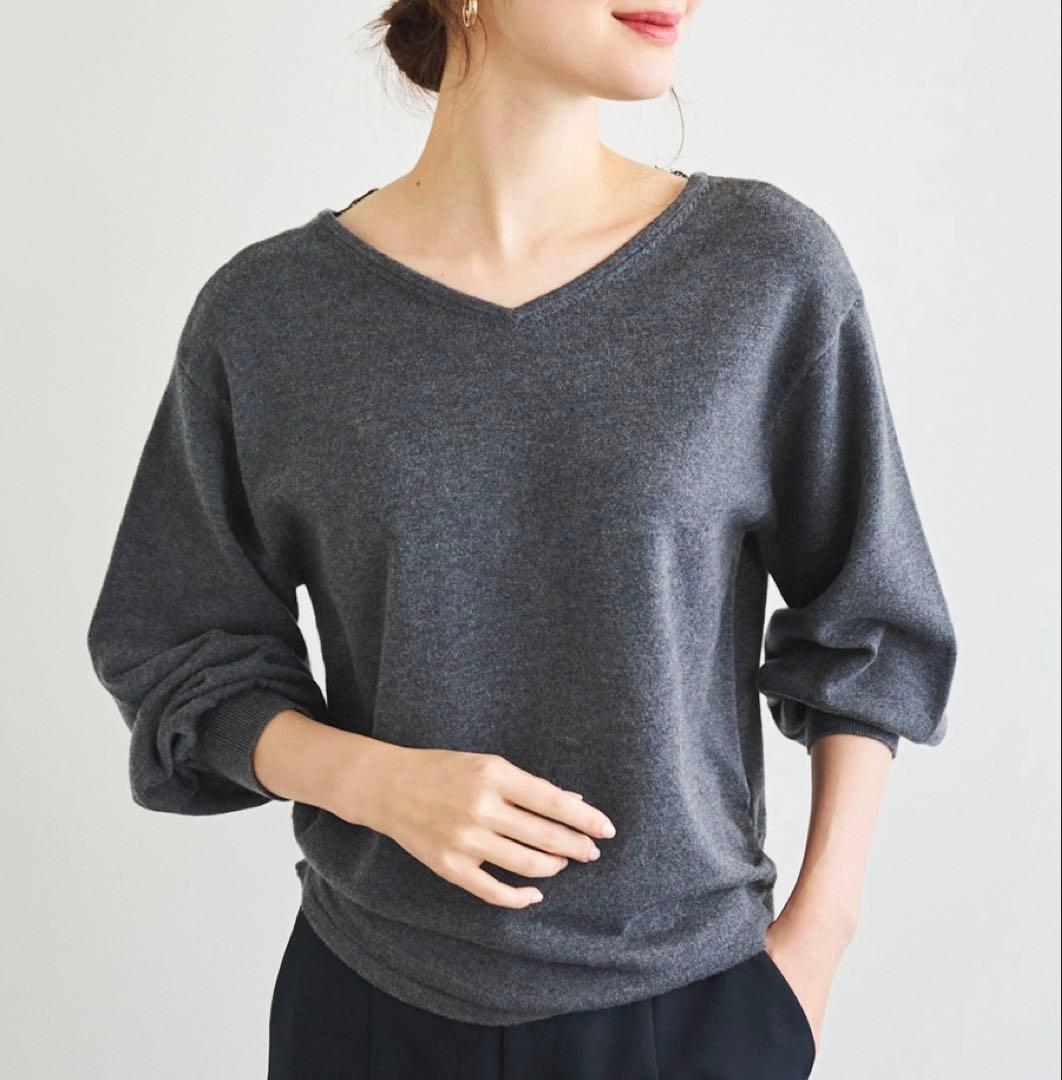 LOUNIE レース付きニットプルオーバー