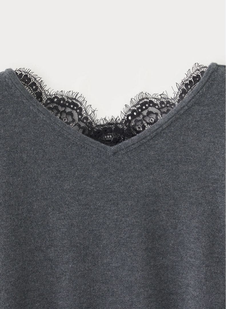 LOUNIE レース付きニットプルオーバー