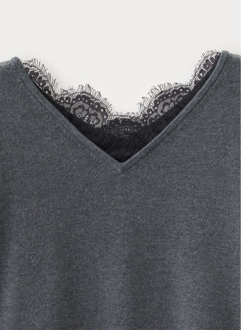 LOUNIE レース付きニットプルオーバー
