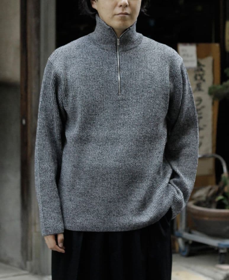 トップス 25AW BATONER SOLID WOOL RIB HALF ZIP