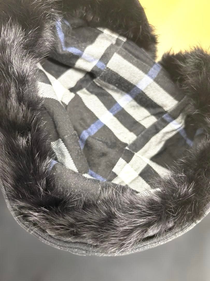 廃盤✨️バーバリーブラックレーベル リアルファー付きパーカー ノバチェック 黒 M