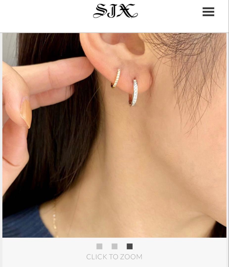 SJX W CLICK HOOP PIERCED (L) K10 ダイヤ0.05