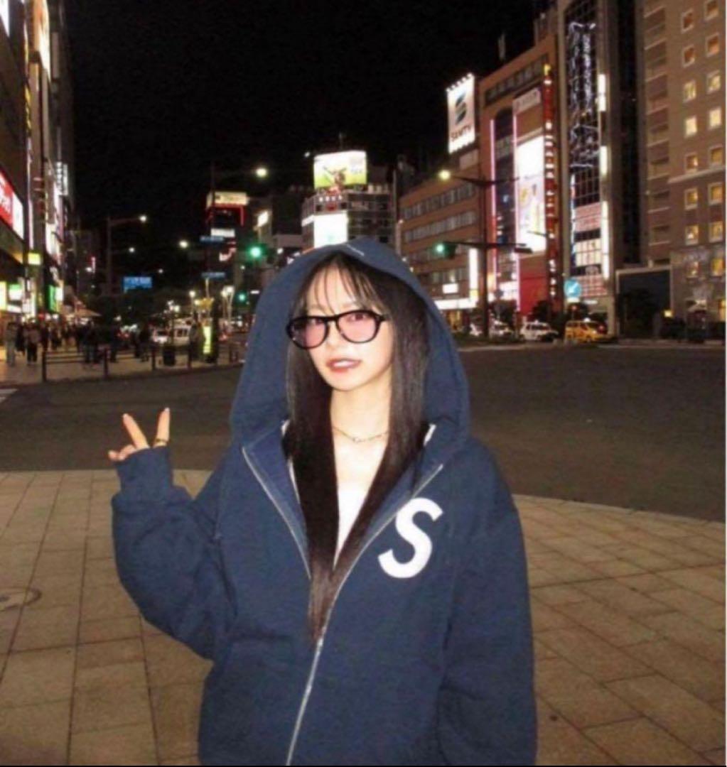 Supreme s logo zip up hooded ネイビー