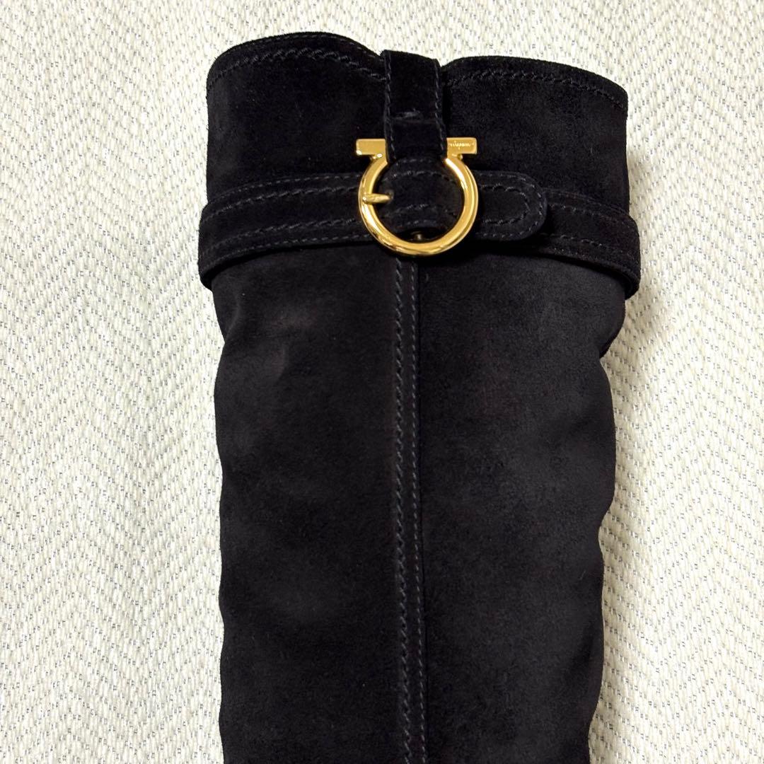 美品 Salvatore Ferragamo ガンチーニ スエード ロングブーツ