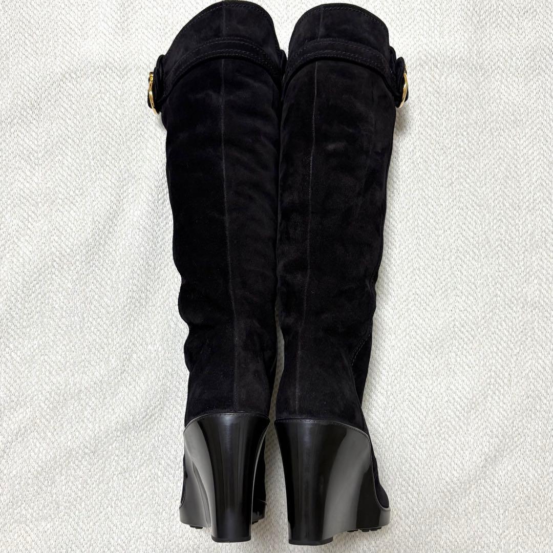 美品 Salvatore Ferragamo ガンチーニ スエード ロングブーツ