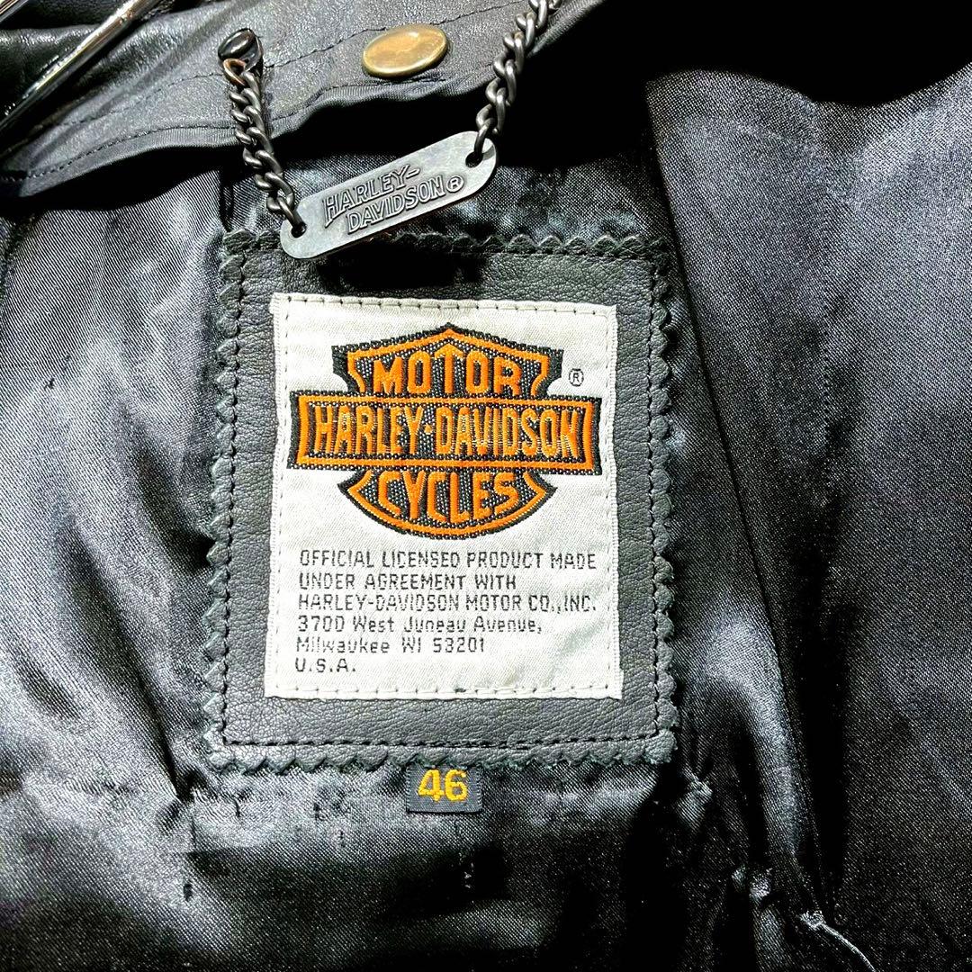 やは ハーレーダビッドソン デカロゴ 牛革 ゆるだぼ レザージャケット