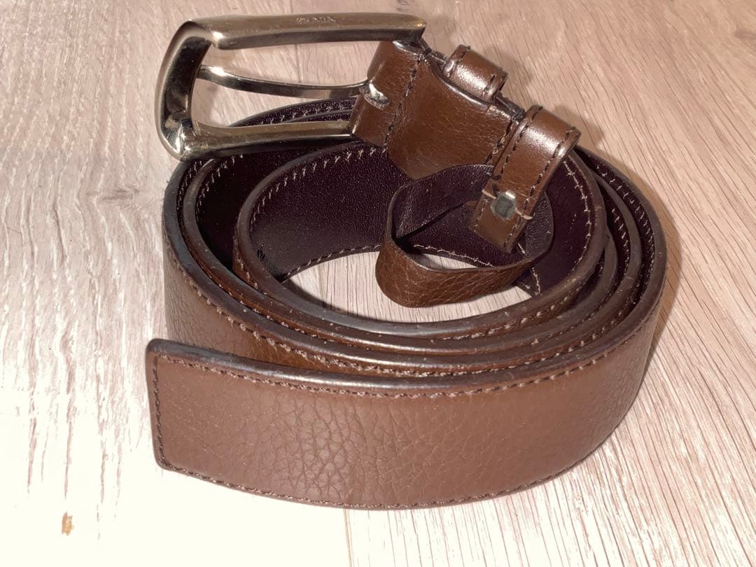 PRADA メンズ ブラウン レザーベルト