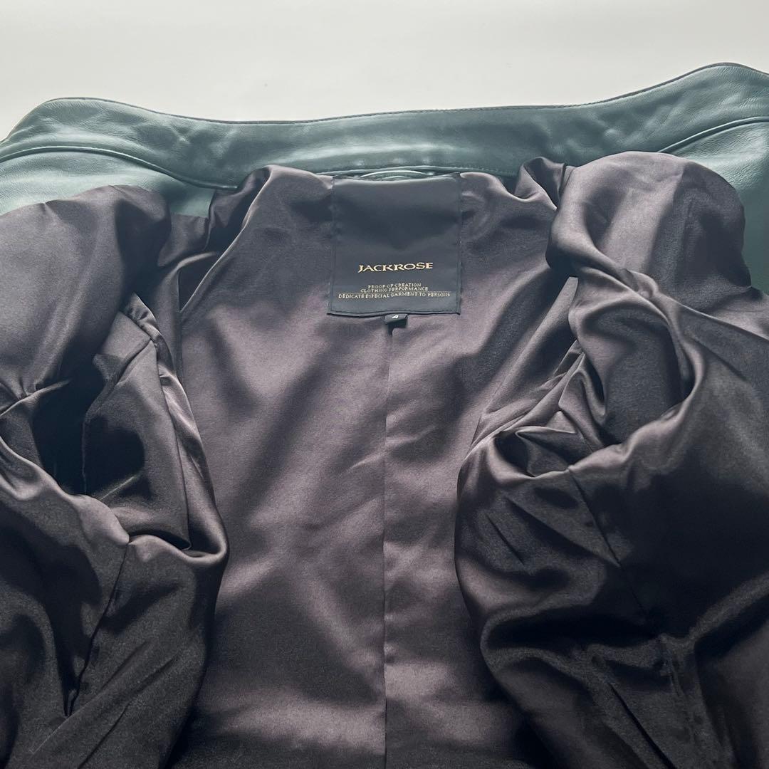 【希少カラー】ジャックローズ　シングルライダースジャケット　ラムレザー　グリーン