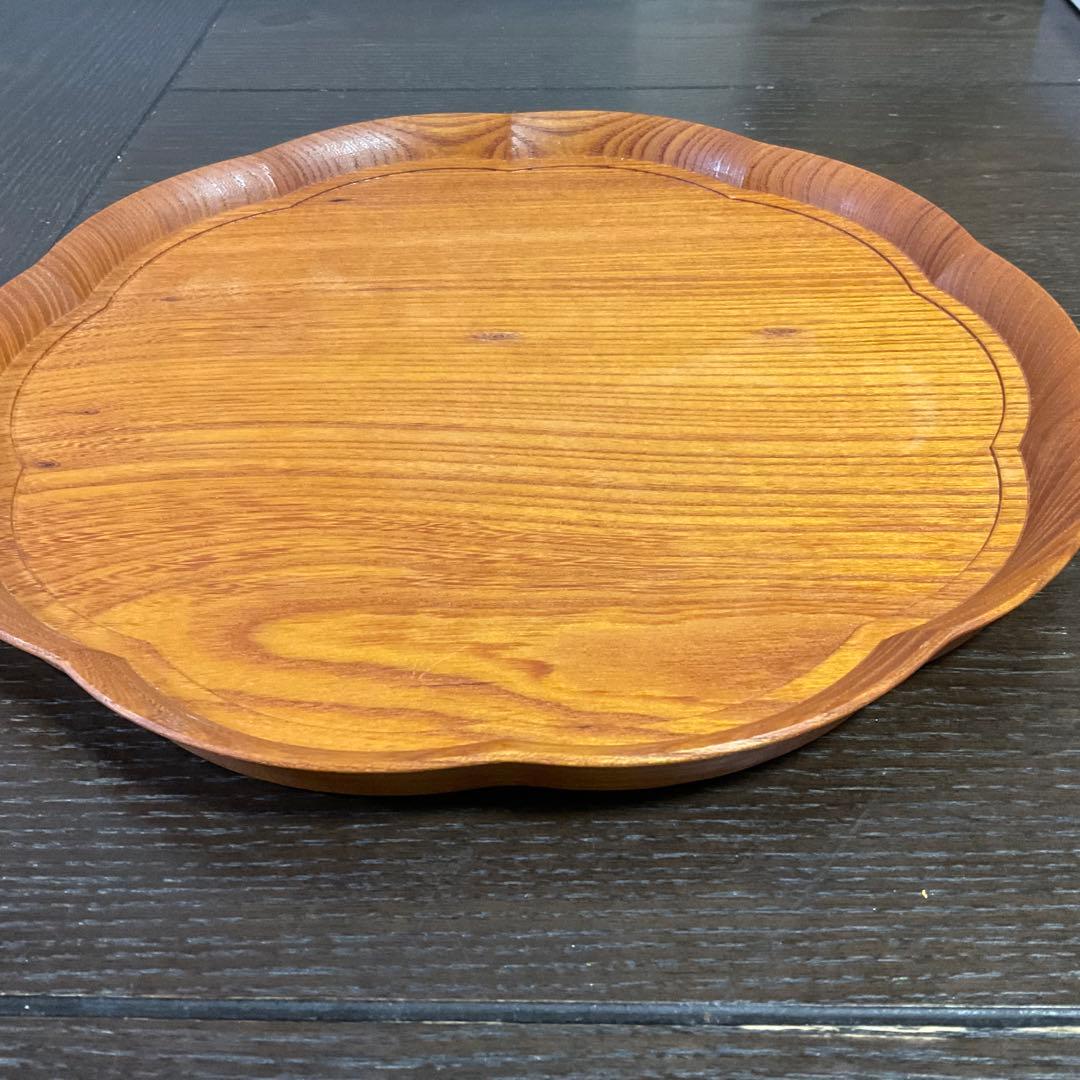 四十沢木材工芸 KITO 輪花盆 ケヤキ お盆 大