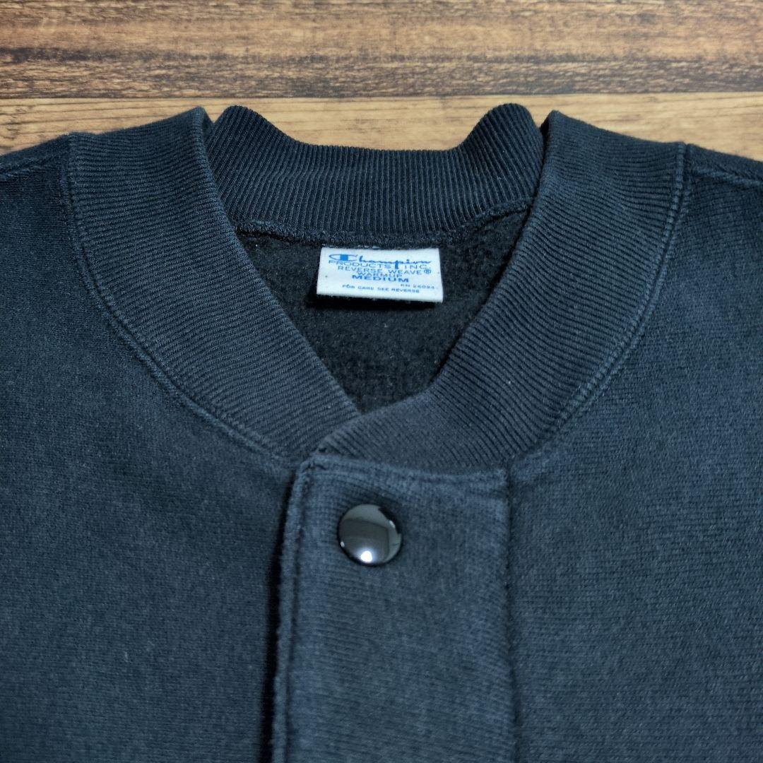 Champion　リバースウィーブ　青単タグ　スナップボタン　黒
