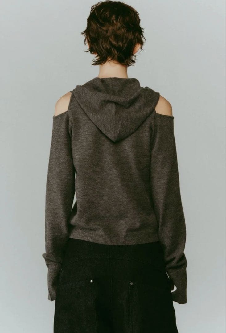 トップス Knuth marf slim hooded knit/gray