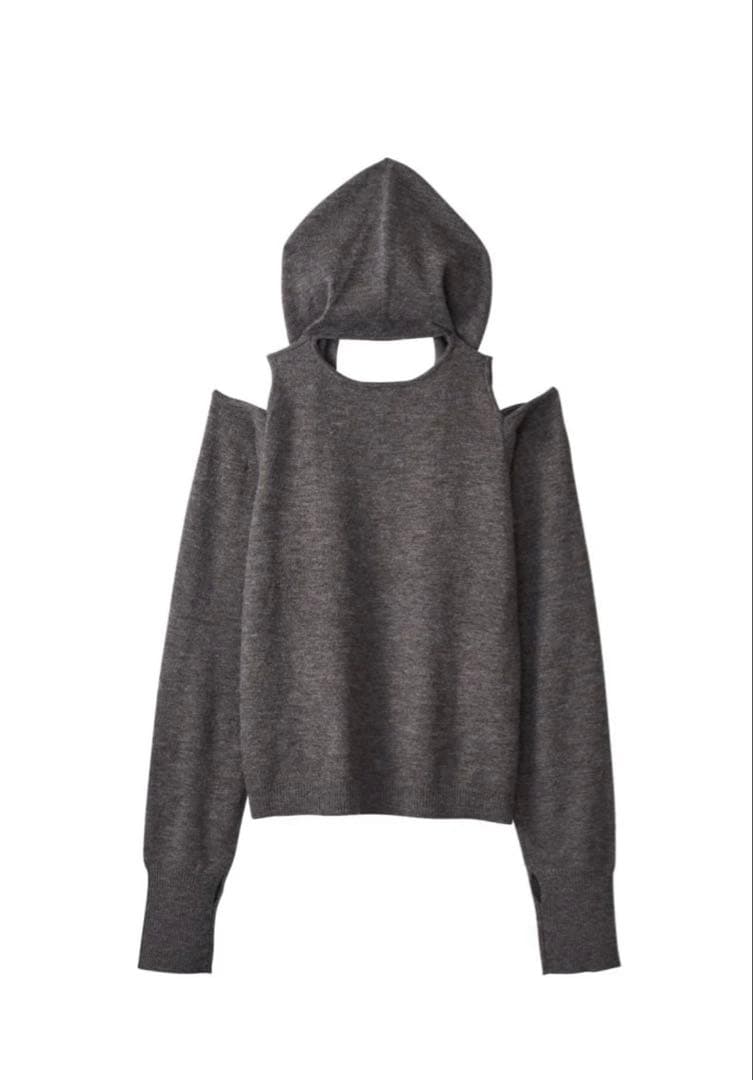 トップス Knuth marf slim hooded knit/gray